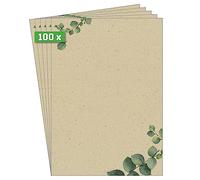 SIGEL DP615 Writing paper / letter paper / menu, A4, 100 g/m², grass paper, motiv on both sides, suitable for all printers, dark Beige/Green, 100 sheets