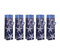 SIGEL GT027 Christmas Bottle Gift Bag "Shining Stars", 10 x 35 x 8 cm, 5 Pieces