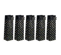 SIGEL GT030 Christmas Bottle Gift Bag "Stardust", 10 x 35 x 8 cm, 5 Pieces