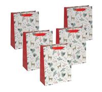 SIGEL GT121 Large Premium Paper Gift Bags, Set of 5, 26 x 33 cm, Christmas Motifs Watercolour, Paper Gift Bags Christmas