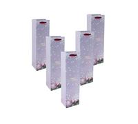 SIGEL GT127 Gift Bag SIGEL Bottle - Blue/Green - Bauble - with Base Insert and Colour-Coordinated Silk Ribbon Handles - Plastic, White Cardboard - 10 x 35 x 8 cm - Pack of 5