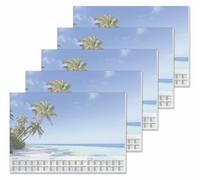 SIGEL H6470 Paper Desk pad- Palm Beach - Blue - Approx. A2-2026/2027/2028 - DE/EN/FR/NL - 30 Sheets - FSC-Certified - Pack of 5