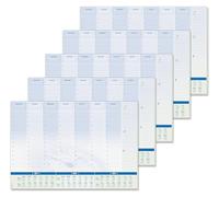 SIGEL H7350/5 Set of 5 Paper Desk Pads, Weekly Planner Design with Hourly Grid and 3-Year calendars, A2 (59.5 x 41 cm), Blue and White, 5 x 30 Sheets