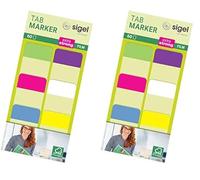SIGEL HN203 Tab Marker Modern, Extra Strong, 6 x 10 Sheets, Lemon/Pink/Blue/Violet/White/Yellow (Pack of 2)