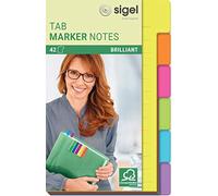 SIGEL HN205 Tab Markers Notes, Paper, 6 Colors, 42 Sheets, 9,8 x 14,8 cm