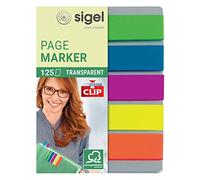 SIGEL HN610 PageMarkers "Mini" with clip, 5 x 25 sheets, Green/Blue/Pink/Yellow/Orange