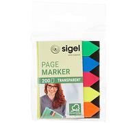 SIGEL HN613 Transparent PageMarkers, 5 x 40 sheets, Green/Blue/Pink/Yellow/Orange