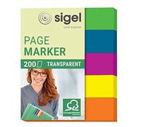 SIGEL HN615 Transparent Index Page Markers, 5 x 40 strips, Blue/Pink/Yellow/Orange/Green