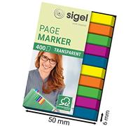 SIGEL HN617 Transparent Index Page Markers; film, micro, 400 strips, Green/Blue/Pink/Yellow/Orange