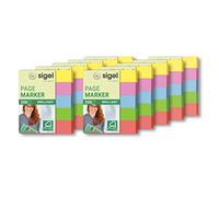 SIGEL HN625 Brilliant Index Page Markers, 5 x 40 strips, Yellow/Pink/Green/Blue/Red (pack of 10)