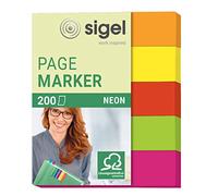 SIGEL HN655 Index Page Markers, Orange/Yellow/Red/Green/Pink, 200 strips