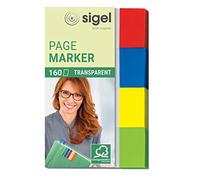 SIGEL HN670 Transparent Index Page Markers, 4 x 40 strips, Green/Yellow/Blue/Red