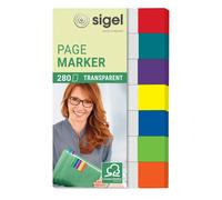 SIGEL HN677 Transparent Index Page Markers, 7 x 40 strips, Red/mint/Orange/viole