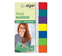 SIGEL HN677 Transparent Index Page Markers, 7 x 40 strips, Red/mint/Orange/violet/Blue/Yellow/Green