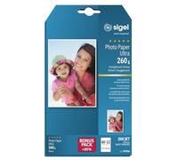 SIGEL IP656 InkJet Ultra Photo Paper, Photo Format, glossy, 260 gsm, 10x15 cm, 60+12 sheets