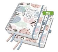 SIGEL J4602 Jolie Spiral diary 2024, Rose Inspiration, 16,8 x 21,5 cm, hardcover, 240 pages, Pink, mint Green, Grey, 2 Pieces