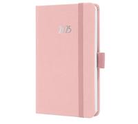 SIGEL J5404 Weekly Planner Jolie 2025, FSC-Certified, 2 Pages = 1 Week, hardcover with a Fabric Surface, Approx. A6, Light Pink, 174 Pages