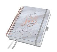 SIGEL J5605 Jolie Spiral Diary 2025, Glittery Joy, 120 GSM, 16,8 x 21,5 cm, hardcover, 240 Pages, Grey