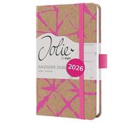 SIGEL J6800 Weekly planner Jolie 2026-1 year - approx. A6 - Raspberry Batik - 2 pages = 1 week - hardcover - 80 gsm - brown/neon pink - 174 p. - FSC-certified