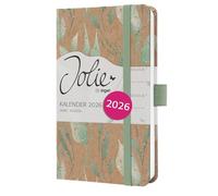 SIGEL J6802 Weekly planner Jolie 2026-1 year - approx. A6 - Sparkle Leaves - 2 pages = 1 week - hardcover - 80 gsm - brown/mint green/gold - 174 p. - FSC-certified