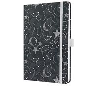 SIGEL JN349 Jolie Notebook, Cosmic Fantasy Black , lined, 13,5 x 20,3 cm, hardcover, 174 pages, Black, White