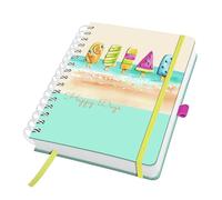 Sigel JN655 Spiral notebook Jolie - Summer Breeze - approx. A5 - dotted (dot grid) - hardcover - pink/sandbrown/yellow/aquamarine - 240 p. - 120 gsm - FSC-certified