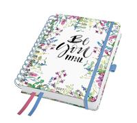 SIGEL Jolie 2027 spiral planner A5, hard cover | 7J609, calendar, planner, organiser, FSC certified, pink, violet, green, blue