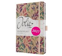 SIGEL 7J815 Weekly planner Jolie 2027-1 year - approx. A5 - Fairy Leaves - 2 pages = 1 week - hardcover - 80 gsm - brown/pink/purple/turquoise - 174 p. - FSC-certified