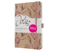 SIGEL 7J813 Weekly planner Jolie 2027-1 year - approx. A5 - Magnolia Dreams - 2 pages = 1 week - hardcover - 80 gsm - brown/pink/white - 174 p. - FSC-certified