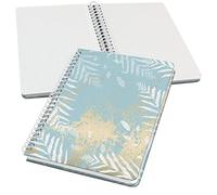 SIGEL JN614 Jolie Spiral notebook, Heavenly Leaves, dotted (dot grid), 100 gsm, 16,2 x 21,5 cm, hardcover, 120 pages, light Blue, White, gold