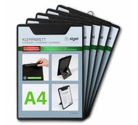 SIGEL KB100/5 Clipboards A4 Black with Stand Function, Pack of 5, Sturdy, Stylish Clipboards with Elegant Linen Texture, Durable and Easy to Wipe Clean