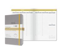 SIGEL L2604 Linescape 2026 Week to View Diary - Hellgrau - 53 Weeks - 2 Pages = 1 Week - Hardcover - 80 g/m² - Approx. A5 - Light Grey/Yellow - 176 Seiten - FSC Certified