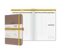 Sigel L2605 Weekly Planner 2026 A5 Vertical Week to View Hard Cover Brown Yellow German Language Calendar 176 Pages FSC Certified Calendar Book Diary Linescape