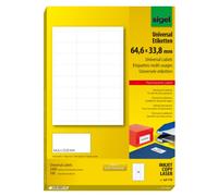 SIGEL LA115 Universal Permanent Labels, white, 6.46 x 3.38 cm, 2400 lbl = 100 sheets, white