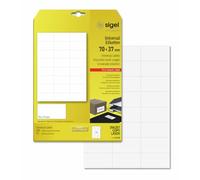 SIGEL LA138 Universal Permanent Labels, White, 7 x 3.7 cm, 600 lbl equal to 25 sheets, White