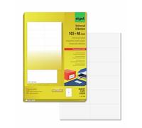 SIGEL LA160 Universal Permanent Labels, White, 10.5 x 4.8 cm, 1200 lbl equal to 100 sheets, White