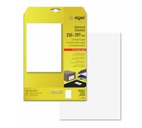 SIGEL LA181 Universal Permanent Labels, White, 21 x 29.7 cm, 25 lbl equal to 25 sheets, White