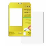 SIGEL LA230 Universal Removable Labels, 21 x 29,7 cm, 25 lbl equal to 25 sheets, White