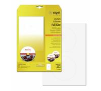 SIGEL LA505 Universal CD/DVD Labels with centering aid, Ø 11.7 cm (center Ø 1.7 cm), 50 lbl equal to 25 sheets, White
