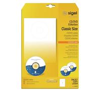 SIGEL LA525 Universal CD/DVD Labels with centering aid, Ø 11.7 cm (center Ø 4.1 cm) , 50 lbl equal to 25 sheets, White