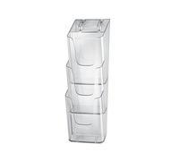 SIGEL LH137 Wall-Mounted Literature Holder, for A6 and DL, with 3 compartments, uv resistant acrylic, clear, 2 Pieces