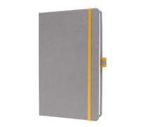Sigel Linescape Notebook A5 148X213x16mm Hardcover Pu 176 Squared Pages 80Gsm With Pen Loop & Elastic Fastener & 2 Ribbon Markers Light Grey - Ls100