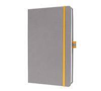 Sigel Linescape Notebook A5 148x213x16mm Hardcover PU 176 80gsm Ruled Pages 80gsm With Pen Loop & Elastic Fastener & 2 Ribbon Markers Light Grey - LS
