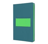 SIGEL Linescape notebook A5 hardcover | LS204, squared, organiser with elastic band, 176 pages, neon green/medium blue
