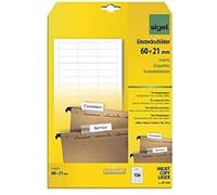 SIGEL LP720 Piece Inserts for suspension files, 6 x 2.1 cm, 185 gsm, 156 Pieces