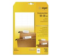 SIGEL LP725 Piece Inserts for suspension files, 5.8 x 1.8 cm, 185 gsm, 180 Pieces equal to 4 sheets, White