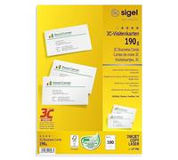 SIGEL LP790, 85x55 mm (A4), Business Cards, 3C, smooth cut all around, 190 gsm, printable, bright White, 100 Piecesequal to10 sheets