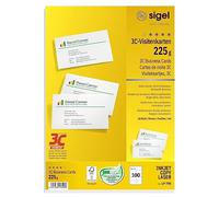 SIGEL LP795, 85x55 mm (A4), Business Cards, 3C, smooth cut all around, 225 gsm, printable, bright White, 100 Piecesequal to10 sheets