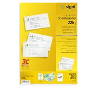 SIGEL LP796, 85x55 mm (A4), Business Cards, 3C, smooth cut all around, 225 gsm, printable, bright White, 400 Piecesequal to40 sheets