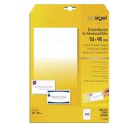 SIGEL LP898 Inserts for Name Badges, 5.4 x 9 cm, White, 100 Pieces equal to 10 sheets